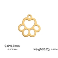 Pendentif patte de chat chien en acier doré avec cœur évidé pour bijoux DIY 9,6x9,7mm - Couleur Or Patte Cœur