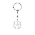 Voetbal sleutelhanger van gepolijst zilver rvs met een holle ronde voetbalhanger - Zilver Voetbal
