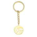 Polished golden stainless steel volleyball keychain with hollow design on white background - Gold Volleyball