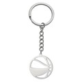 Silver stainless steel basketball pendant keychain with hollow geometric design - Steel Color Basketball