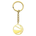 Golden stainless steel basketball keychain with hollow design and split ring - Gold Basketball Style