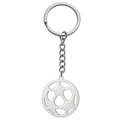Polished silver stainless steel soccer ball keychain with mirror finish design - Silver Football Variant