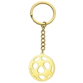 Golden stainless steel soccer ball keychain with a detailed hollowed-out sports design - Gold Football Variant