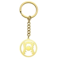 Baseball themed sports keychain with hollow stitch texture in polished gold finish - Gold Baseball