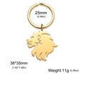 Golden 304 stainless steel keychain with detailed hollow lion head pendant charm - Gold Lion Head