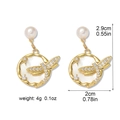 Golden dragonfly baroque pearl and abalone shell earrings set with zircon stones - Earrings (E1392)