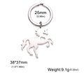 Polished stainless steel horse keychain with hollow heart design and 25mm ring - Silver Heart Horse