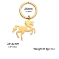 Golden unicorn keychain in 304 stainless steel with heart cutout and 25mm ring diameter - Gold Heart Horse
