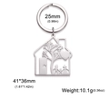 304 stainless steel house-shaped keychain with tree of life and family silhouette pendant - Silver House