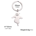 Ghost charm keychain in 304 stainless steel with holiday ghost pendant design - Silver Ghost