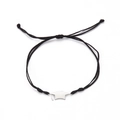 Adjustable black woven bracelet with a polished silver stainless steel doctoral cap charm - Black Rope Silver Doctoral Hat 1 / Black
