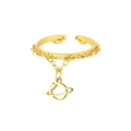 Verstellbarer goldener Ring mit Kettenverzierung und hohlem Planeten-Anhänger - Planeten-Stil / Goldfarbe Planet