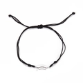 Adjustable black cord bracelet with silver graduation cap pendant for graduates - Black Rope Silver Doctoral Hat 3