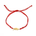 Adjustable red woven graduation bracelet featuring a golden doctor cap metal pendant - Red Rope Gold Doctoral Hat 3
