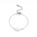 Polished silver stainless steel bracelet featuring a minimalist graduation cap pendant - Silver Cross Chain Doctoral Hat 4