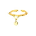 Elegante bracciale rigido dorato con catena avvolgente e ciondolo circolare sospeso - Color Oro Disco