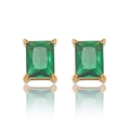 Elegante grüne Zirkonia-Ohrstecker mit Smaragdschliff in vergoldeter Fassung - Grün (E1448)