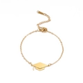 Elegant gold stainless steel bracelet with a smooth graduation cap pendant and lobster clasp - Gold Cross Chain Doctoral Hat 4