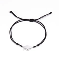 Adjustable black woven rope bracelet featuring a silver stainless steel doctoral cap charm - Black Rope Silver Doctoral Hat 4