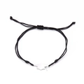 Adjustable black woven rope bracelet featuring a silver stainless steel doctoral cap charm - Black Rope Silver Doctoral Hat 5