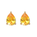 Vue détaillée de boucles d'oreilles en zircon jaune taille poire et monture dorée - Boucles d'oreilles Clous-Jaune Vif(E1437)