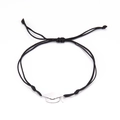 Black woven rope bracelet featuring a silver stainless steel mortarboard graduation charm - Black Rope Silver Doctoral Hat 6