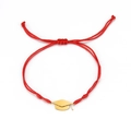 Red braided cord graduation bracelet with a golden mortarboard charm and adjustable knot - Red Rope Gold Doctoral Hat 6