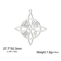 Colgante nudo celta de bruja plateado con símbolos místicos en tamaño 27,7x30,3mm - Plata Nudo Celta Cruz