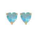 Hellblaue Herz-Zirkonia-Ohrstecker mit goldener Dreiklang-Fassung für Damen - Hellblaue Herz Ohrstecker (E1196)