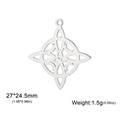 Colgante nudo de bruja celta en acero inoxidable plateado de 27x24,5mm tamaño - Plata Nudo Celta Luna