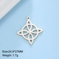 Colgante nudo de bruja celta de acero inoxidable plateado con medidas 24,8x27 mm - Plata Nudo de Bruja Agujero Único