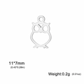 Minimalist silver owl pendant charm in 304 stainless steel for DIY jewelry making - 11*7mm / Steel Color Owl