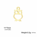 Golden stainless steel owl charm pendant in hollow design for DIY jewelry making - 11*7mm / Gold Owl