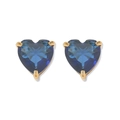 Elegante Goldohrringe mit herzförmigen tiefblauen Zirkonia-Steinen in Dreikrallenfassung - Dunkelblaue Herz Ohrstecker (E1116)