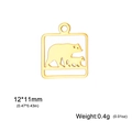 Golden stainless steel bear silhouette square charm for DIY jewelry making 12x11mm - 12*11mm / Gold Color Polar Bear Mother and Child