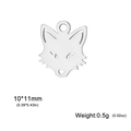 Minimalist fox head 304 stainless steel pendant charm with hollow detail in silver finish - 10*11mm / Silver Wolf Head