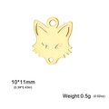 Golden stainless steel fox charm pendant for DIY necklace with 10x11mm dimensions - 10*11mm / Gold Wolf Head