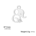 DIY jewelry making small elephant pendant in 304 stainless steel with silver finish - 9*11mm / Steel Color Small Elephant