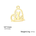 Golden stainless steel heart-shaped charm with three cat silhouettes for DIY necklaces - 12*11mm / Gold Color Heart with 3 Cats