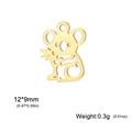 Gold stainless steel koala pendant for DIY jewelry, 12x9mm hollow animal charm - 12*9mm / Gold Color Small Koala
