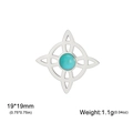 Colgante nudo celta plateado con gema turquesa, joya de acero inoxidable de 19x19mm - Plata Nudo de Bruja Piedra Azul