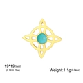 Colgante nudo de bruja celta dorado con piedra turquesa, amuleto joyero de 19x19mm - Color Oro Nudo de Bruja Con Piedra Azul