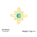 Colgante de flor bohemia dorada con incrustación de turquesa para joyería, 20mm - Dorado Nudo Chino Piedra Azul