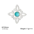 Colgante nudo celta plateado con piedra turquesa para hacer joyería 20x20mm - Plata Cuatro S Nudo Bruja Piedra Azul