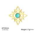 Colgante nudo celta dorado con turquesa azul, accesorio de joyería de 20x20mm - Dorado Cuatro Lunas Nudo Bruja Piedra Azul