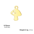 Pendentif champignon en acier inoxydable doré 304 pour création de bijoux (10x8mm) - Champignon Or