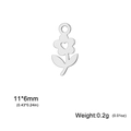 Pendentif fleur en acier inoxydable poli avec cœur découpé pour création de bijoux - Fleur Cœur Acier