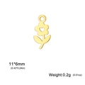 Pendentif fleur en acier inoxydable 304 doré avec cœur pour bijoux DIY, 11x6mm - Fleur Cœur Or