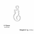 Pendentif chat en acier inoxydable 304 ajouré argent pour fabrication bijoux DIY - Chat à Queue Bouclée Acier