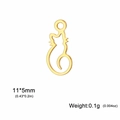 Pendentif chat minimaliste en acier doré 11x5mm pour la création de bijoux DIY - Chat à Queue Bouclée Or